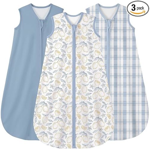 Yoofoss Baby Sleep Sack 0-6 Months Wearable Blanket for Babies 100% Organic Cotton 2-Way Zipper TOG 0.5 Toddler Sleeping Sack 3 Pack, Comfy Lightweight Sleep Sacks