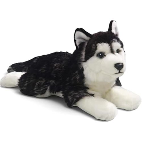 Carl Dick Lying Black Husky Stuffed Animal, Approx. 12.6 Inches (32 cm), Plush Toy, Model 2783