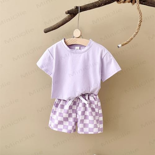 Baby 2-Piece Soft Checkerboard Sweatsuit Set