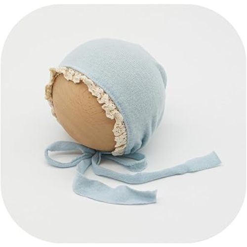 Newborn Photography Wrap Prop Newborn Photoshoot Outfits Ruffle Bonnet Baby Girl Boy Photo Lace Edge Hat Set