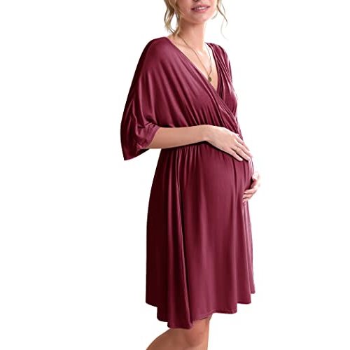 Ekouaer 3 in 1 Labor/Delivery/Hospital Gown Maternity Dress Nursing Nightgown Sleepwear for Breastfeeding