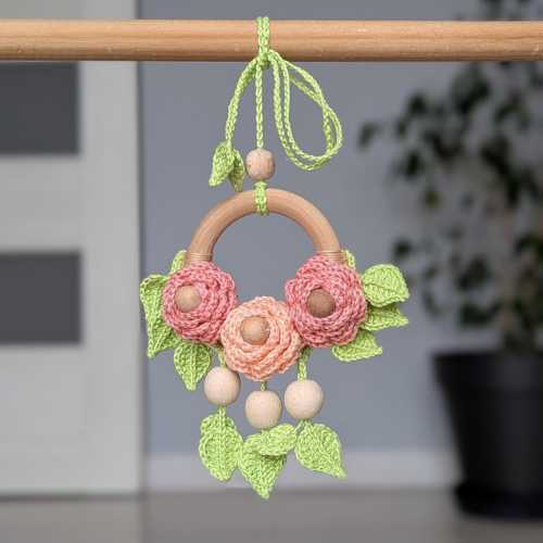 Crochet Flower Baby Stroller Toy: Newborn Pram Hanging Toy