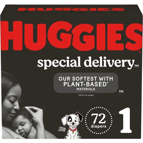 Huggies Special Delivery Hypoallergenic Baby Diapers Size 1 (up to 14 lbs), 72 Ct, Fragrance Free, Safe for Sensitive Skin
