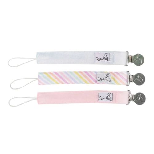Copper Pearl Pacifier Clip 3-Pack: Premium Knit Binky Clips for Baby Girls and Boys - Stylish Stainless Steel Pacifier Holder Clip - Baby Pacifier Clips for No More Floor Drops - Lucky