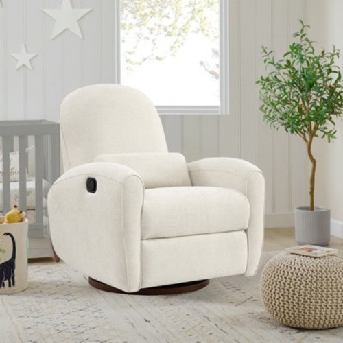 Spruce & Spring Power Swivel Glider Recliner Nursery Chair - Light Gray-Faux Leather-Single