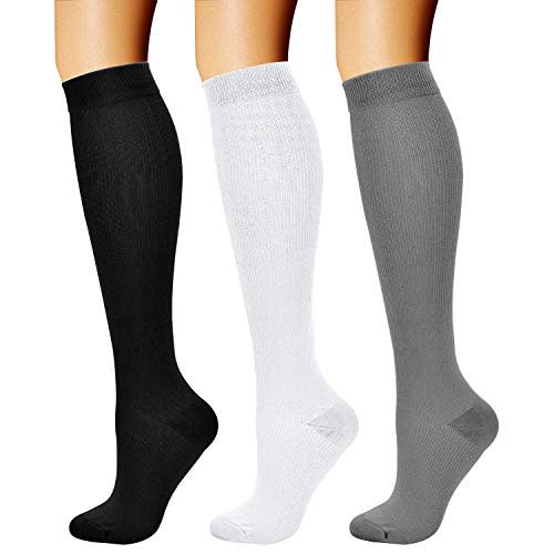 CHARMKING Compression Socks for Women & Men Circulation (3 Pairs) 15-20 mmHg is Best Support for Athletic Running Cycling