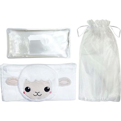 ReignDrop Colic Relief for Newborns – Gas Relief Set with Belly Band, Gel Pack, Storage Bag – Soothing Calming Warm or Cold Compression Baby Belly Belt (Lamb Gel Pack)