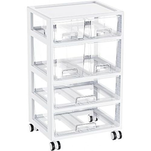 Vtopmart 1 pack 4 layers 6 drawers transparent practical plastic drawer storage cart