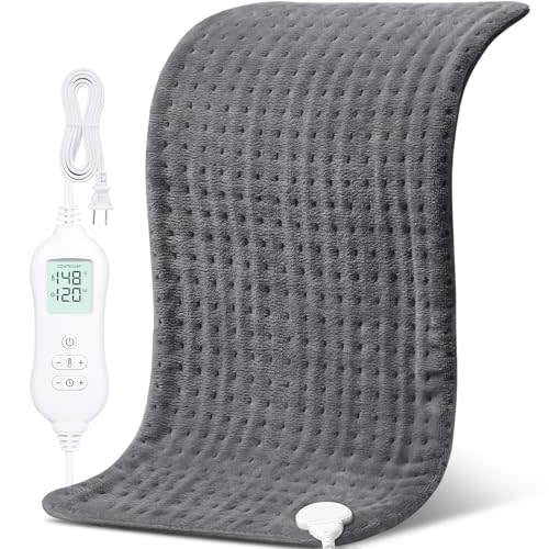 NOWWISH Heating Pad for Back Pain & Cramps Relief, Moist Heat Pad for Neck & Shoulder, Auto Shut Off, Machine Washable, Gifts for Women, 17"x33" Gray