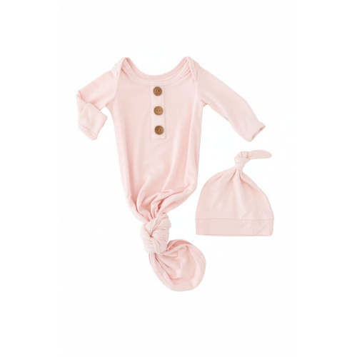 Solid Blush Bamboo Baby Knot Gown & Hat