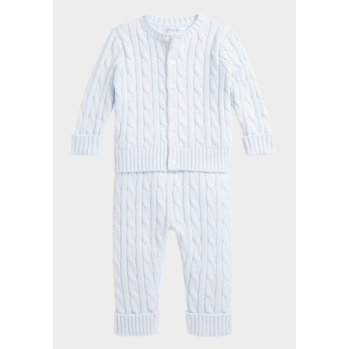 Kid's Cotton Cable Knit Sweater & Pants Set Newborn