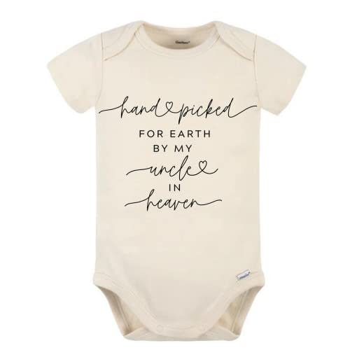 Caliber Apparel LLC Handpicked for Earth by my Uncle in Heaven Bodysuit, Sweet Pregnancy Announcement, 0-3 Month