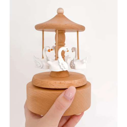 Heirloom Wooden Musical Carousel - Swan