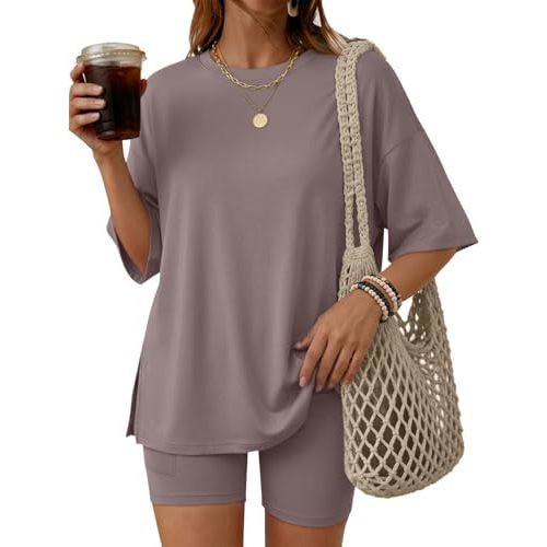 LILLUSORY Womens Lounge Sets Shorts 2 Piece Matching Pajamas Summer Outfits 2026 Casual Oversized Sweatsuits Spring Clothes