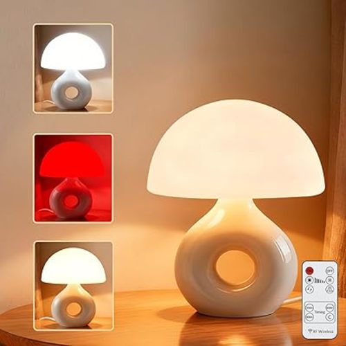 Mushroom Lamp, 670nm Red Light & 10000 Lux Therapy Lamp with Remote & Memory, 4 Color & 5 Brightness/3 Timers,Bedside Nightstand Light for Bedroom,Sunlight Lamp for Home Office Birthday Gift