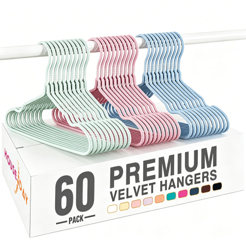 Carestrong 60 Pack Kids Hangers - 11.5 Inch Plastic Baby Hangers for Closet - Childrens Hanger for Clothes & Infant Hanger for Closet