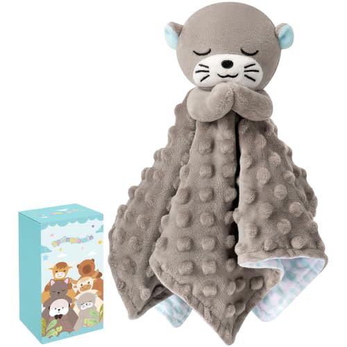 Loveys for Babies, Gray Prayer Otter Baby Security Blankets | Kawaii Baby Blanket Lovey for Newborn Infant Toddler, Lovey Baby Snuggle Toy Stuffed Animal, 12in Baby Gifts for Boys Girls