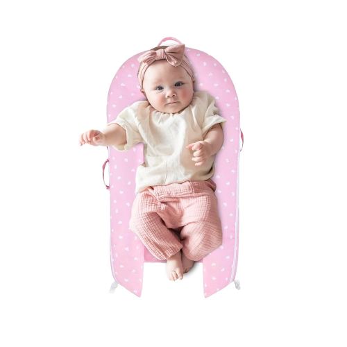 Loonah Newborn Baby Lounger Cover with 'Hello World' Sign, Compatible with Dock A Tot Deluxe+ Lounger (Pink), Hypoallergenic & Machine Washable - 100% Cotton Cover for Baby Dock Lounger (Cover Only)