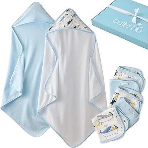 Splash Squad Hooded Towels & Washcloths 100% Organic Cotton