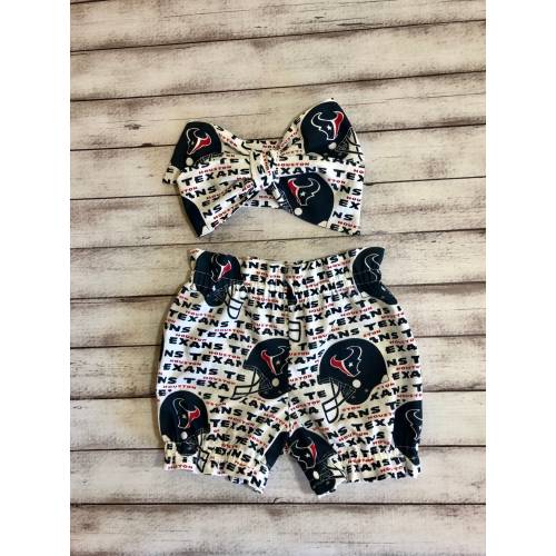 Houston Texans Inspired Football Bloomer Headwrap Newborn Headband Toddler Bows Big Bow Little Baby Girl Headwraps Infant Bummies Shorts