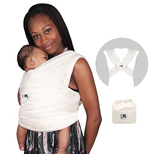 Baby K'tan Organic Baby Wrap Carrier, Infant and Child Sling - Simple Pre-Wrapped Holder for Babywearing - No Tying or Rings - Carry Newborn up to 35 Pound, Natural, Women 10-14 (Medium), Men 39-42