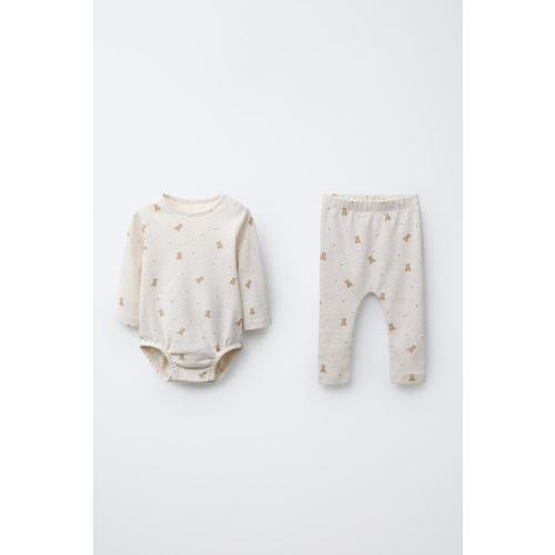 BEAR BODYSUIT AND LEGGINGS SET - Ecru / Marl | ZARA United States