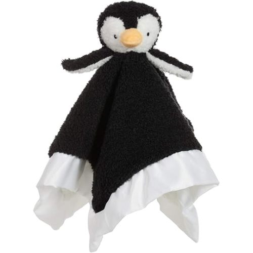 Stuffed Animals Soft Security Blanket Black Penguin Infant Nursery Character Blanket Luxury Snuggler Plush(Black Penguin, 14 Inches)