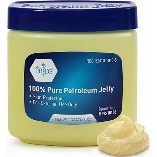 MED PRIDE 100% Pure White Petroleum Jelly, 13 oz – Skin Protectant & Moisturizing Ointment for Dry Skin, Cracked Hands, Chapped Lips, Minor Cuts, Burns & Diaper Rash – Fragrance Free & Hypoallergenic