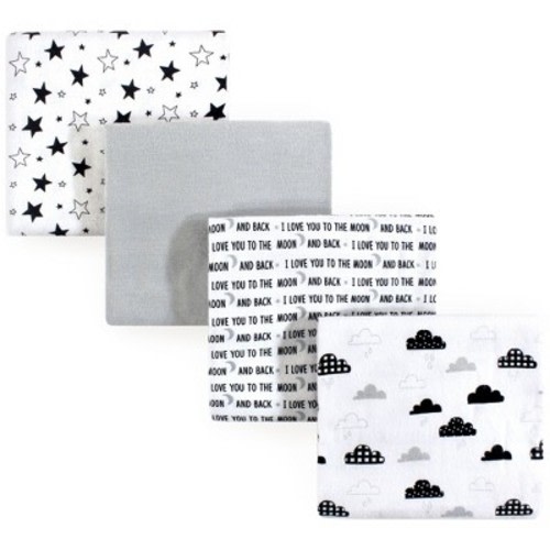 Hudson Baby Unisex Baby Cotton Flannel Receiving Blankets, Moon And Back, One Size