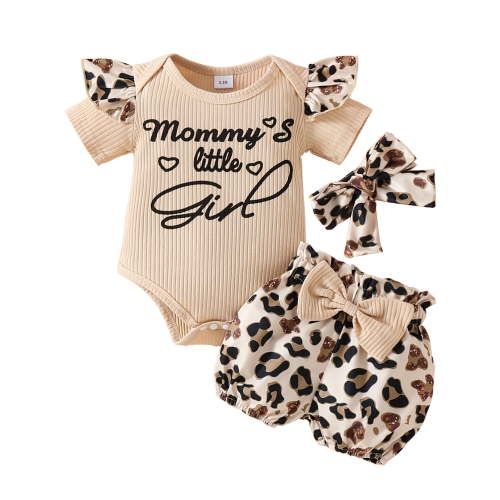 WIBACKER Newborn Baby Girl Clothes Mommy's Little Girl Short Sleeve Romper Floral Shorts Headband Infant Summer Outfits