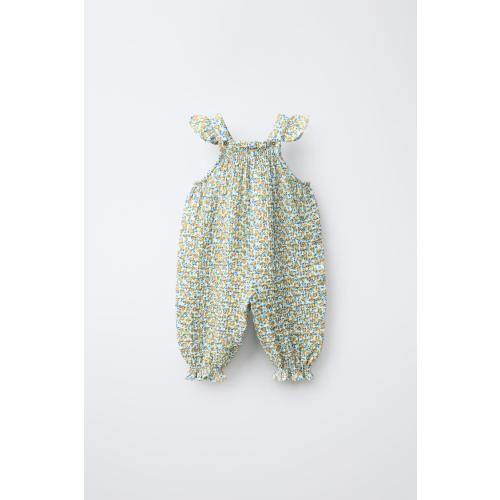 TEXTURED FLORAL OVERALLS - Sea green | ZARA United States