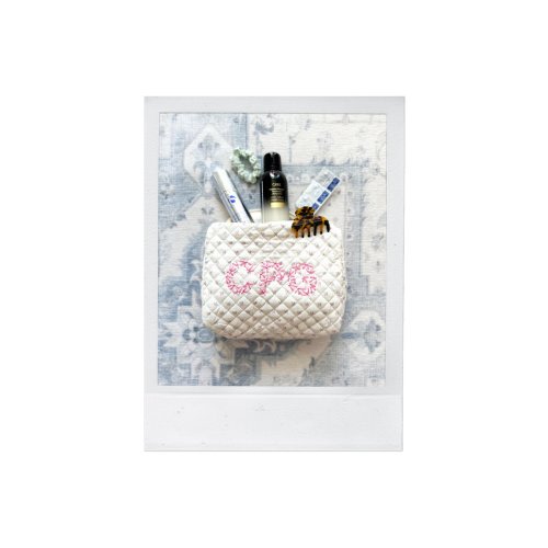 travel case - 3 floral initials — brb, embroidery.