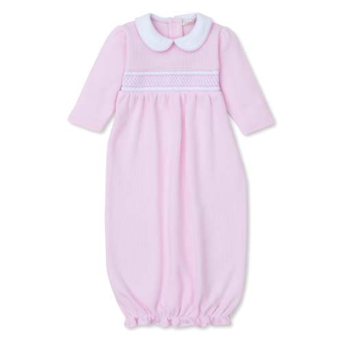 CLB Punto Ingles Pink Hand Smocked Sack Gown