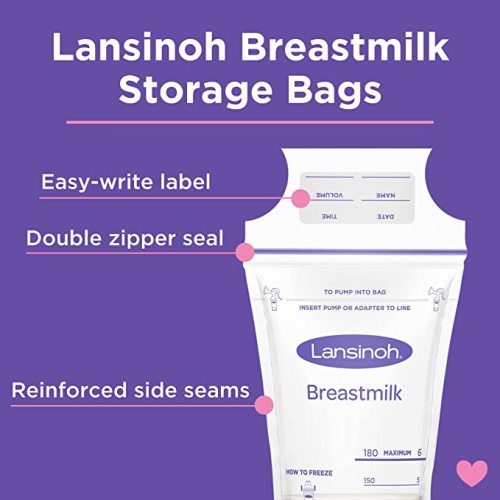 Lansinoh Breastmilk Storage Bags, 200 Count Value Pack, Easy to Use Milk Storage Bags for Breastfeeding, Presterilized, Hygienically Doubled-Sealed, for Refrigeration and Freezing, 6 Ounce - 200.0