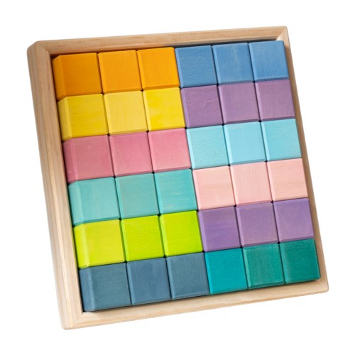 36 Pcs Stained Rainbow Mosaic Building Blocks – Pastel/Macaron Colors