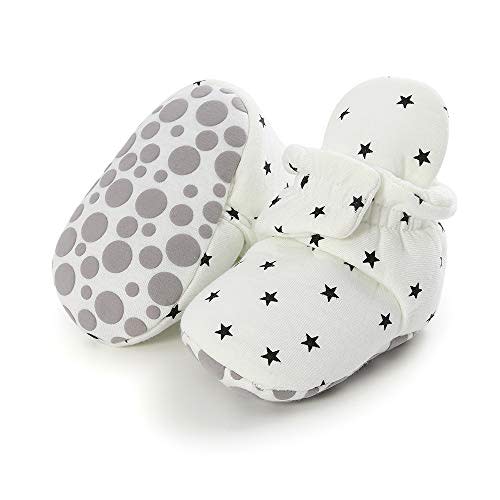 HsdsBebe Unisex Newborn Baby Cotton Booties Non-Slip Sole for Toddler Boys Girls Infant Winter Warm Fleece Cozy Socks Shoes
