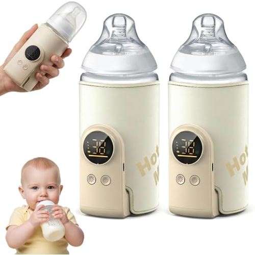 LittleTora Portable Bottle Warmer for Travel, Fast Heating & Rechargeable | 6 Temperature Settings, 8000mAh Battery, Waterless Design, Fits 2.2-3.0 in Bottles, Built-In Night Light