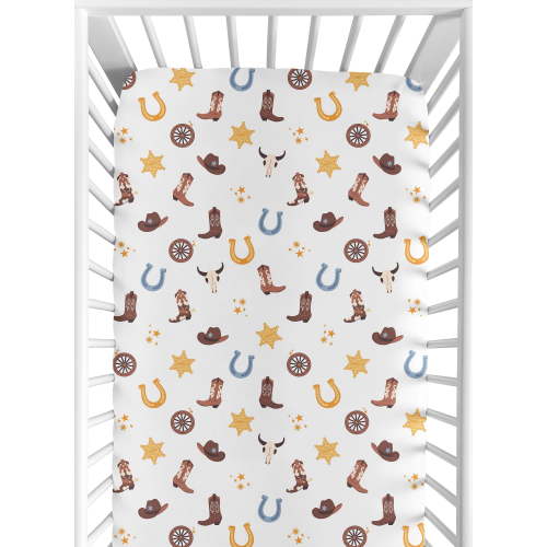 Sweet Jojo Designs Blue Wild West Cowboy Boy Fitted Crib Sheet