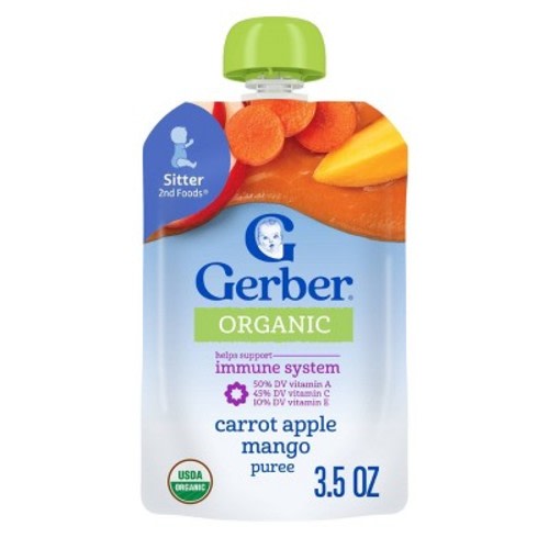 Gerber Non-GMO Organic Baby Food Pouch - Carrot Apple & Mango - 3.5oz