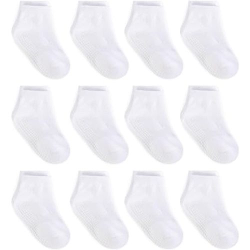 Zaples Baby Non Slip Grip Ankle Socks with Non Skid Soles for Infants Toddlers Kids Boys Girls