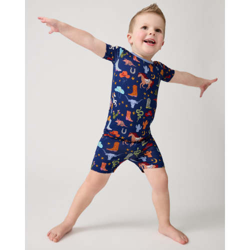 Blue Rancher Roundup Two-Piece Short Sleeve & Shorts Pajama Set | Little Sleepies
