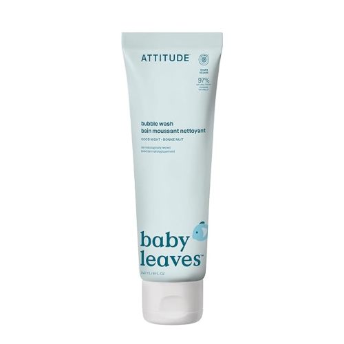 ATTITUDE Bubble Body Wash for Baby, EWG Verified, Dermatologically Tested, Plant and Mineral-Based, Vegan, Good Night, 16 Fl Oz
