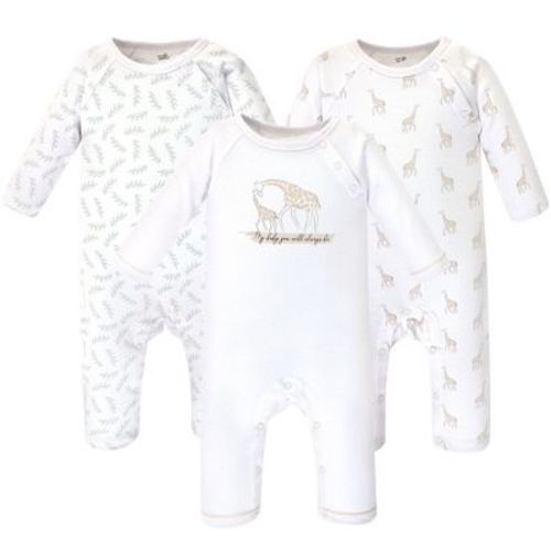 Touched by Nature Baby Organic Cotton Coveralls 3pk, Little Giraffe, 3-6 Months