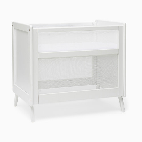 Halo 2-in-1 Breathable Mesh Convertible Mini Crib with Mattress - White