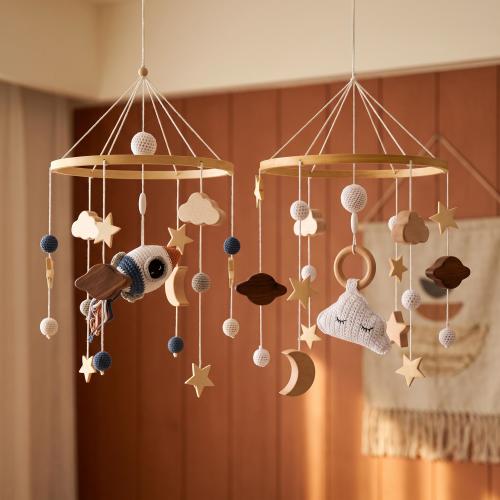 Crochet Baby Mobile with Cloud Moon and Stars, Nursery Crib Hanging Decor, Baby Shower Gift for Newborn Room