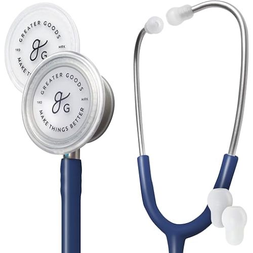 Greater Goods Dual-Head Stethoscope – Clinical Grade, Lightweight, High-Precision Sound, Ideal for Doctors, Nurses, Students, and Medical Professionals, FSA and HSA Eligible (Blue)