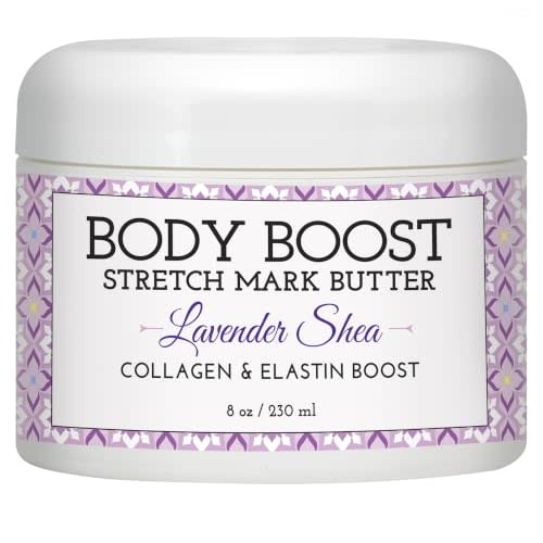 Body Boost Lavender Shea Stretch Mark Butter 8 oz.- Helps Treat Stretch Marks and Scars- Pregnancy and Nursing Safe- with Shea Butter