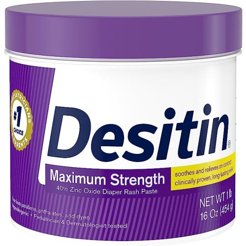 Desitin Maximum Strength Baby Diaper Rash Cream with 40% Zinc Oxide for Treatment, Relief & Prevention, Hypoallergenic, Phthalate- & Paraben-Free Paste, 16 oz