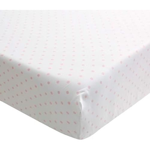 Nursery Crib Fitted Sheet White Pink Polk Dots Baby Crib Fitted Sheet (Pink Polk Dots)