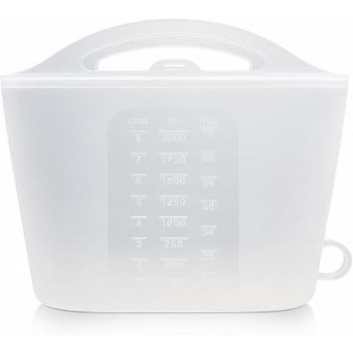 Portable Silicone Steam Sterilizer Bags for Travel, 70oz/2000ml Reusable Steaming Bags for Baby Bottles, Breast Pump Parts, Pacifiers, Teethers, and Other Baby Accessories, White, 1 Pack